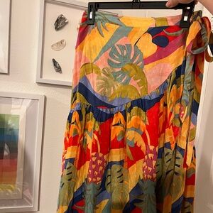 Colorful wrap tie maxi skirt